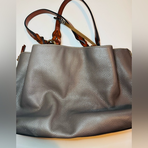 [Dooney & Bourke] Gray Pebble Grain Leather Barlow Satchel - Picture 6 of 13